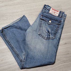 True Religion Section #803 Distressed Light Wash Jeans Men's 34x33